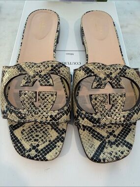 Gucci Slide Sandals with Interlocking G - Python Snake 8.5